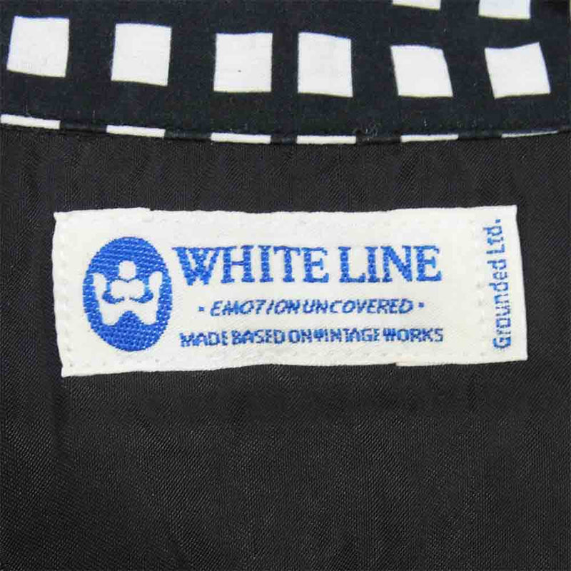 WHITE LINE ホワイトライン デザイン 開襟 オープンカラー 長袖 シャツ ブラック×ホワイト系 表記無し【中古】