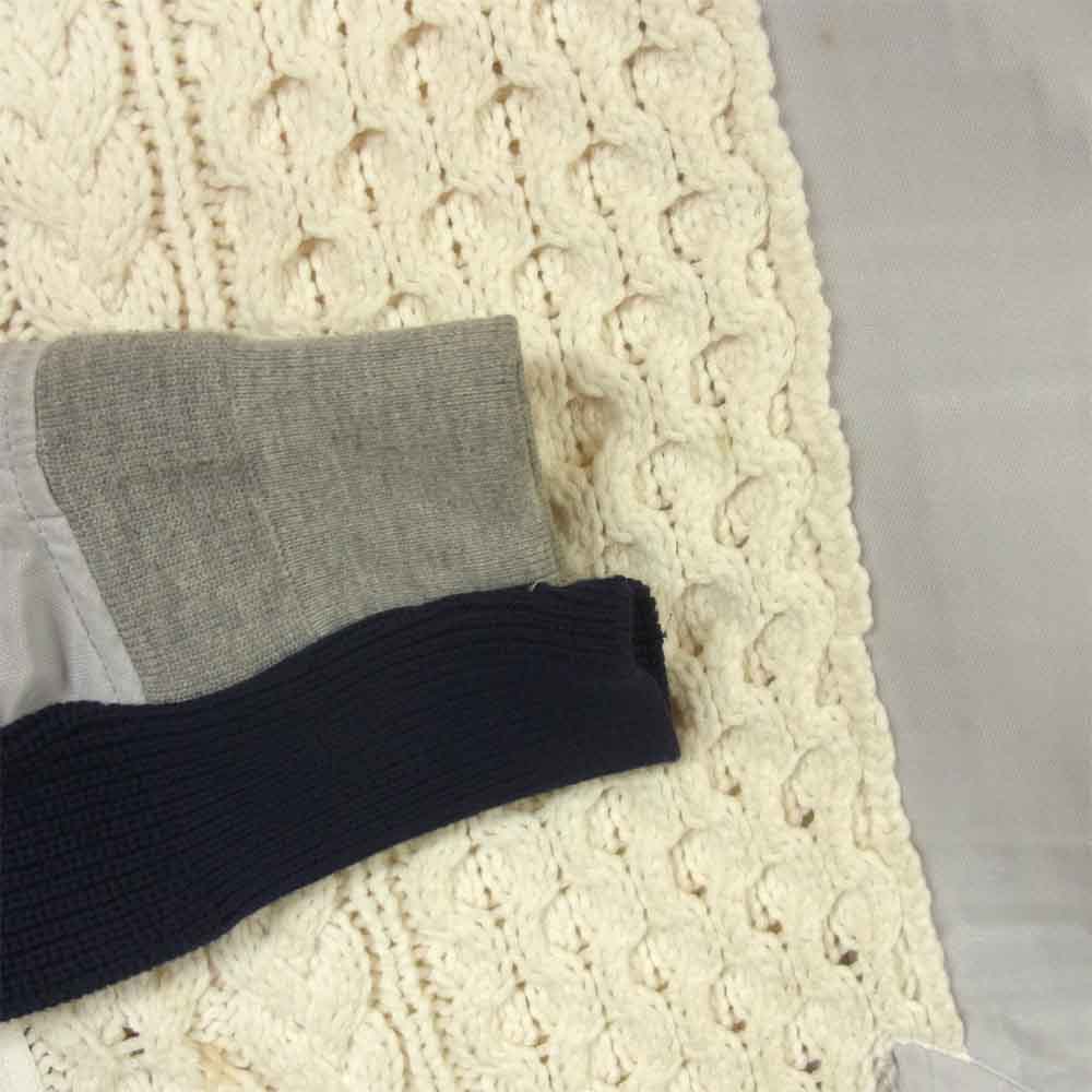 Sacai サカイ 19-01925M ニット 切替 ライダース ジャケット 日本製 オフホワイト系 グレー系 ブラック系 2【中古】