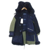 Sacai サカイ 18AW 18-01815M ドッキング ファー コート フード レザー ロング カーキ×ネイビー系 1【中古】
