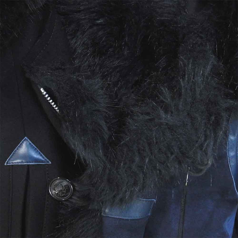 Sacai サカイ 18AW 18-01815M ドッキング ファー コート フード レザー ロング カーキ×ネイビー系 1【中古】