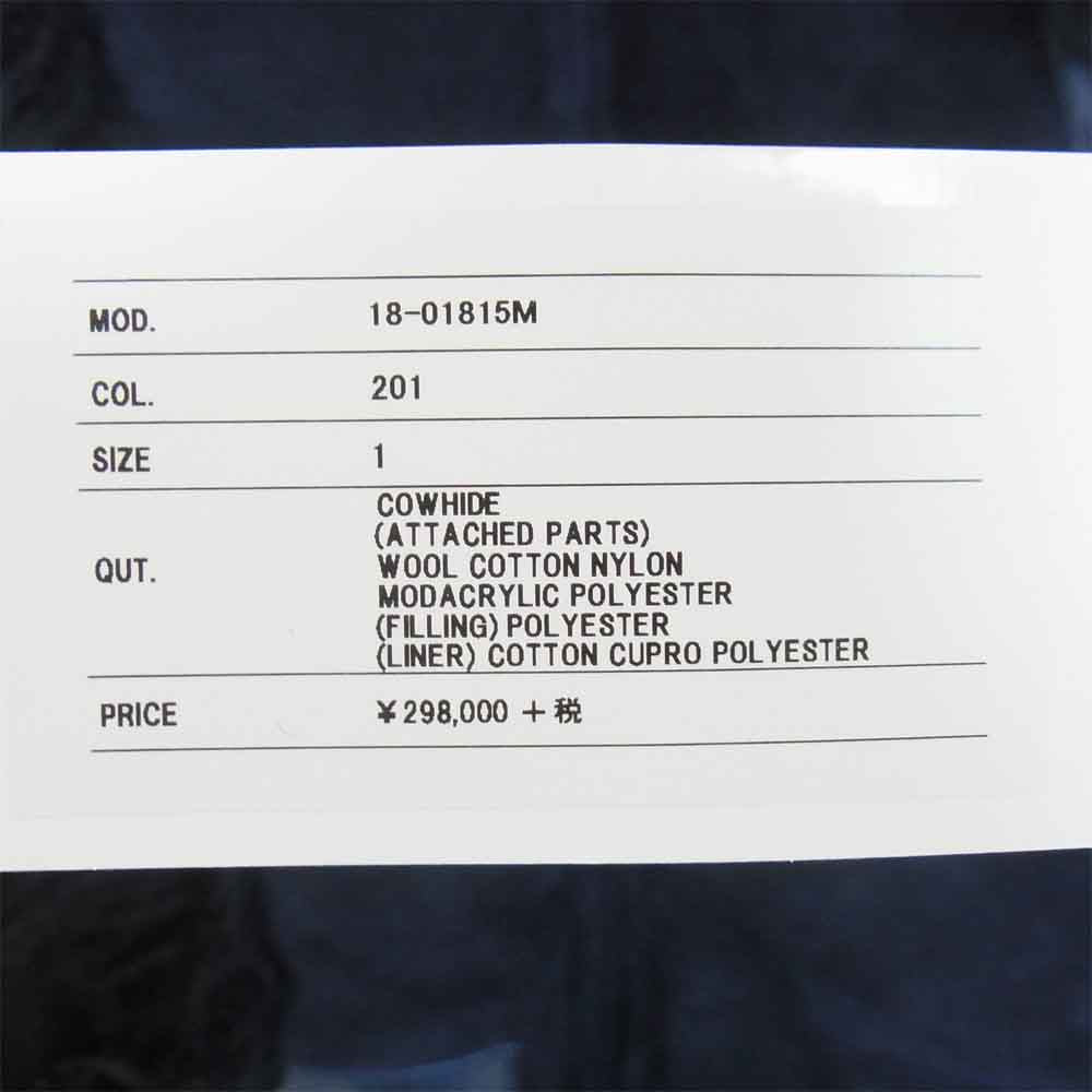 Sacai サカイ 18AW 18-01815M ドッキング ファー コート フード レザー ロング カーキ×ネイビー系 1【中古】