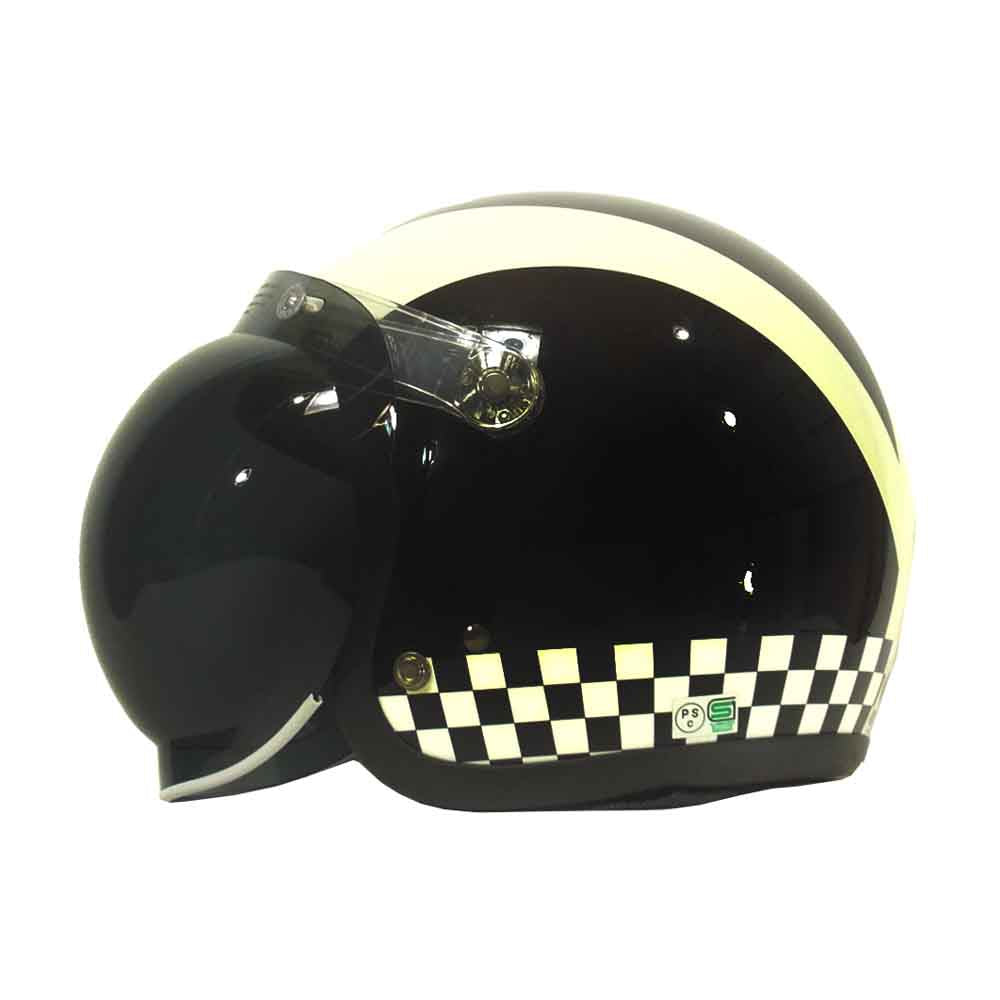 BUCO ブコ ジェット ヘルメット シールド チェッカー フラッグ トイズマッコイ ブラック系 M 58～60【中古】