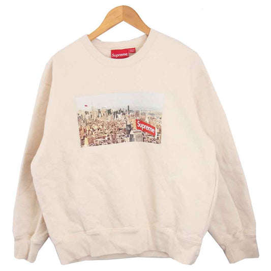 Supreme シュプリーム 20AW Aerial Crewneck 裏起毛 エアリアル クルーネック プリント スウェット オフホワイト系 Small【美品】【中古】
