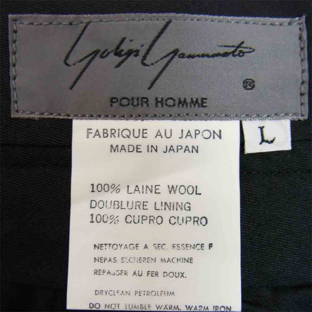 Yohji Yamamoto ヨウジヤマモト POUR HOMME プールオム 丸ロゴ 80s 初期タグ ウール 1タック パンツ ブラック系 L【中古】