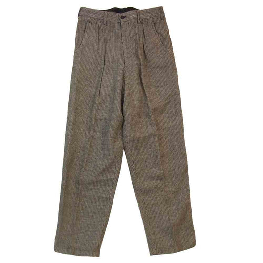 Yohji Yamamoto ヨウジヤマモト MN-P13-302 Y's for men ワイズフォーメン レーヨン リネン 6タック テーパード スラックス パンツ 黒×白 M【中古】