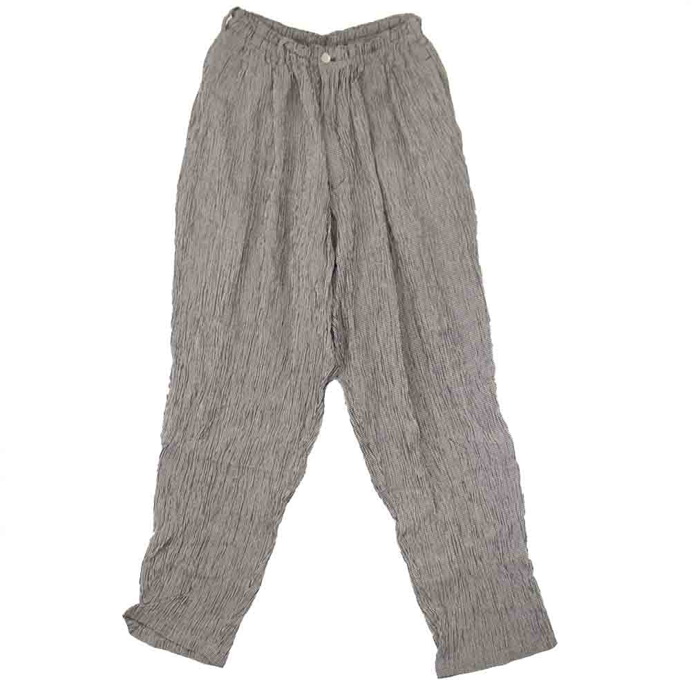 Yohji Yamamoto ヨウジヤマモト MY-P10-500 Y's for men ワイズフォーメン ちりめん ギンガムチェック レーヨン パンツ ブラック系 L【中古】