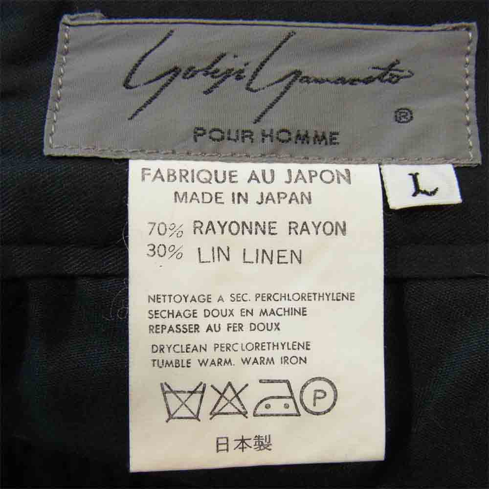 Yohji Yamamoto ヨウジヤマモト POUR HOMME プールオム 丸ロゴ 80s 初期タグ レーヨン リネン混 パンツ ブラック系 L【中古】