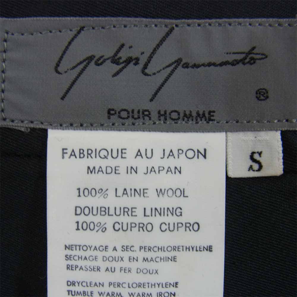 Yohji Yamamoto ヨウジヤマモト POUR HOMME プールオム 丸ロゴ 80s 初期タグ ウールギャバジン 2タック パンツ ネイビー系 S【中古】