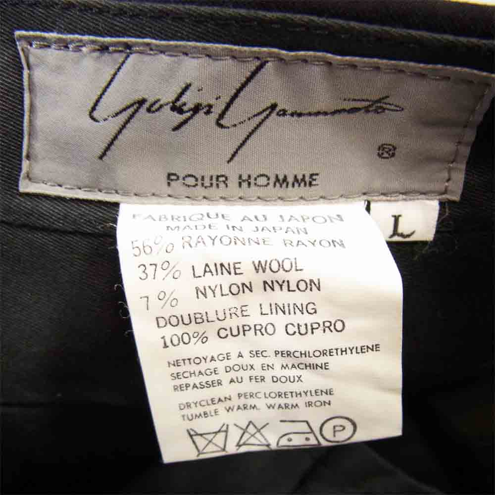 Yohji Yamamoto ヨウジヤマモト POUR HOMME プールオム 丸ロゴ 80s 初期タグ レーヨン ウール 2タック パンツ ブラック系 L【中古】