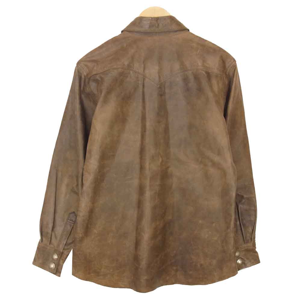 REDMOON レッドムーン Number One Leather コンチョ レザー シャツ ブラウン系 38【中古】