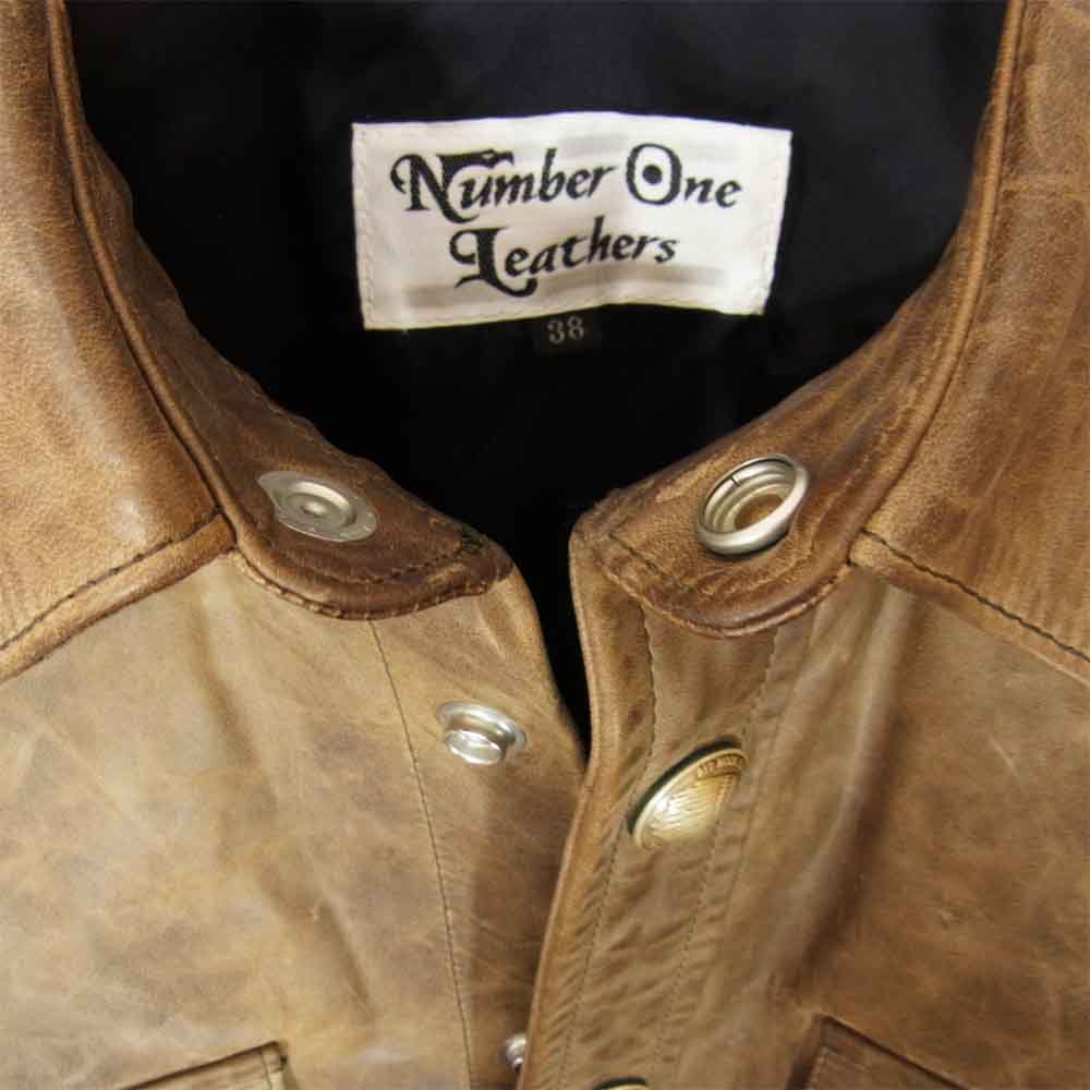 REDMOON レッドムーン Number One Leather コンチョ レザー シャツ ブラウン系 38【中古】