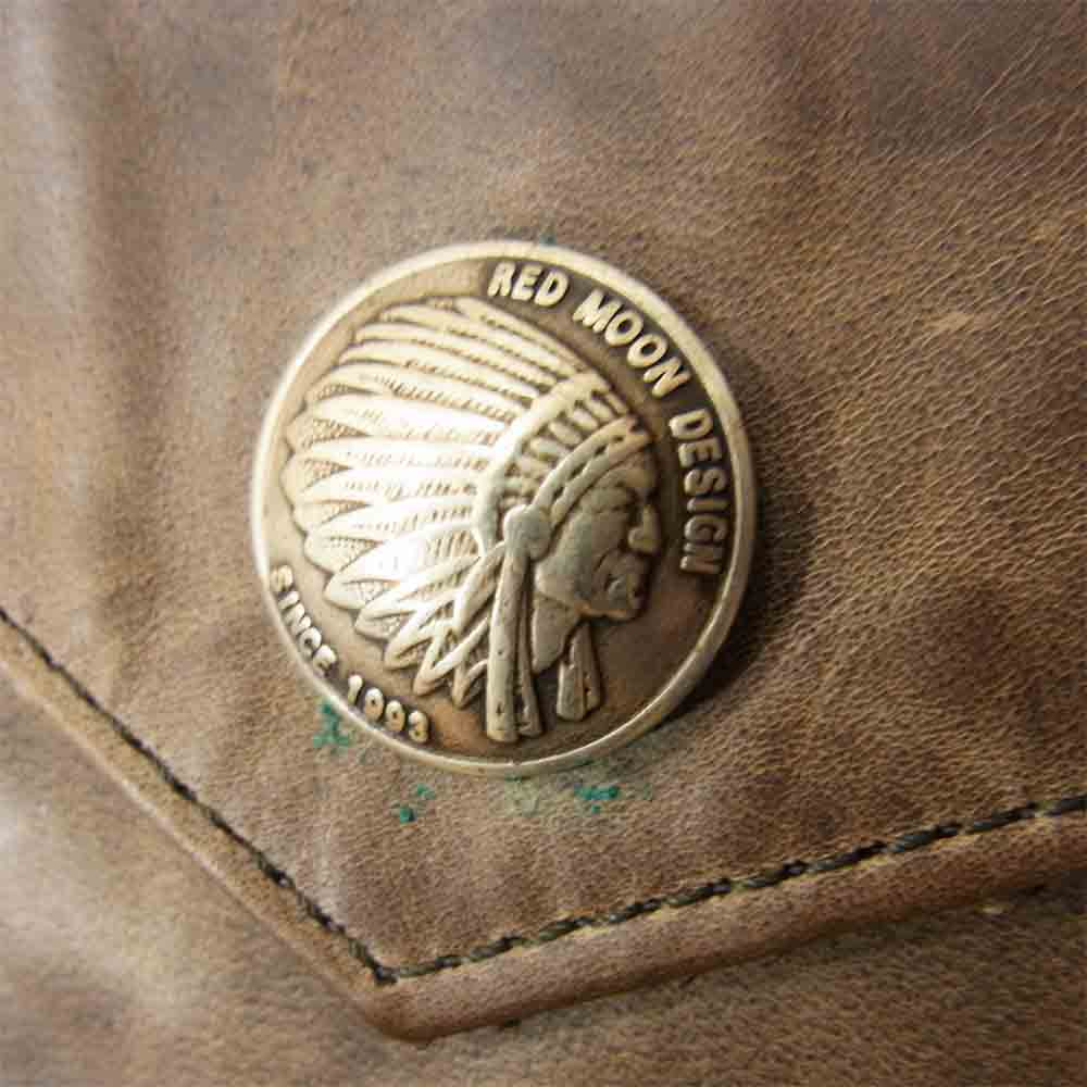 REDMOON レッドムーン Number One Leather コンチョ レザー シャツ ブラウン系 38【中古】