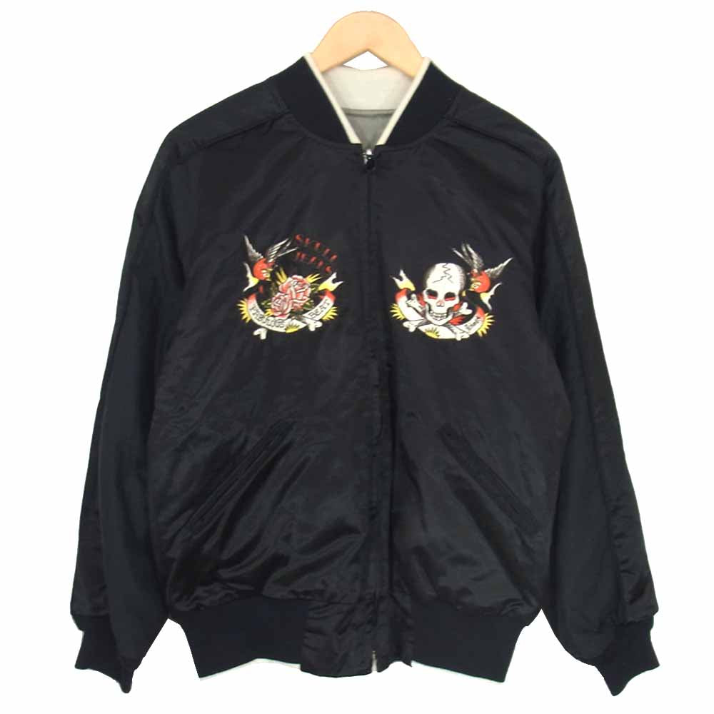 SKULL JEANS スカルジーンズ 38-M スカル刺繍 シンサレート リバーシブル スカジャン ブラック系 38【中古】