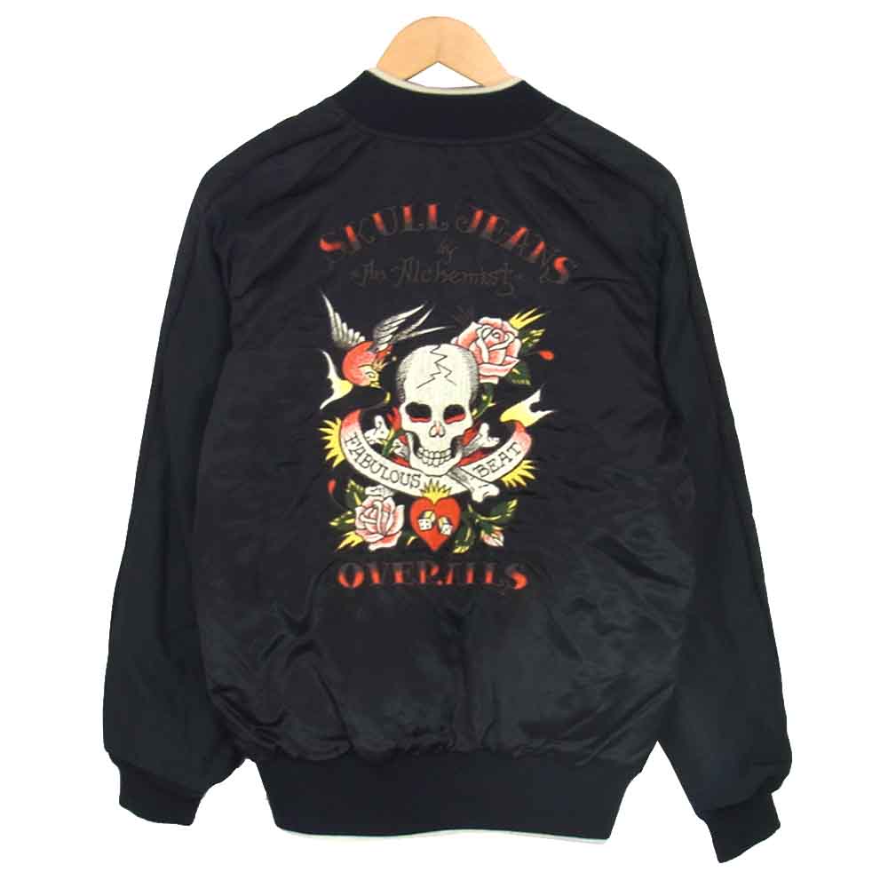 SKULL JEANS スカルジーンズ 38-M スカル刺繍 シンサレート リバーシブル スカジャン ブラック系 38【中古】