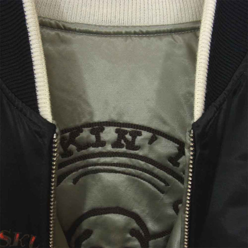 SKULL JEANS スカルジーンズ 38-M スカル刺繍 シンサレート リバーシブル スカジャン ブラック系 38【中古】