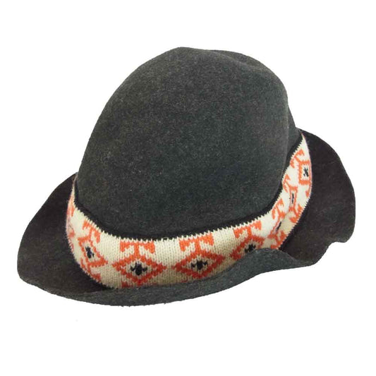 Yohji Yamamoto ヨウジヤマモト プールオム POUR HOMME 丸ロゴ 80s 初期タグ ウール 柄リボン ハット ダークグレー系【中古】