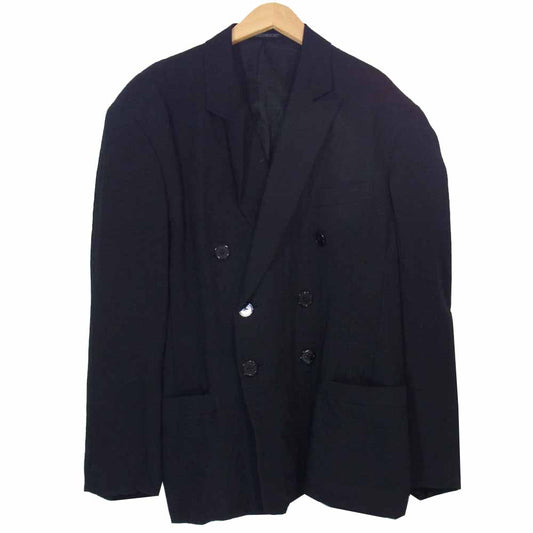 Yohji Yamamoto ヨウジヤマモト POUR HOMME プールオム 80s 丸ロゴ 初期タグ レーヨン ウール ダブルブレスト ジャケット ブラック ブラック系 M【中古】