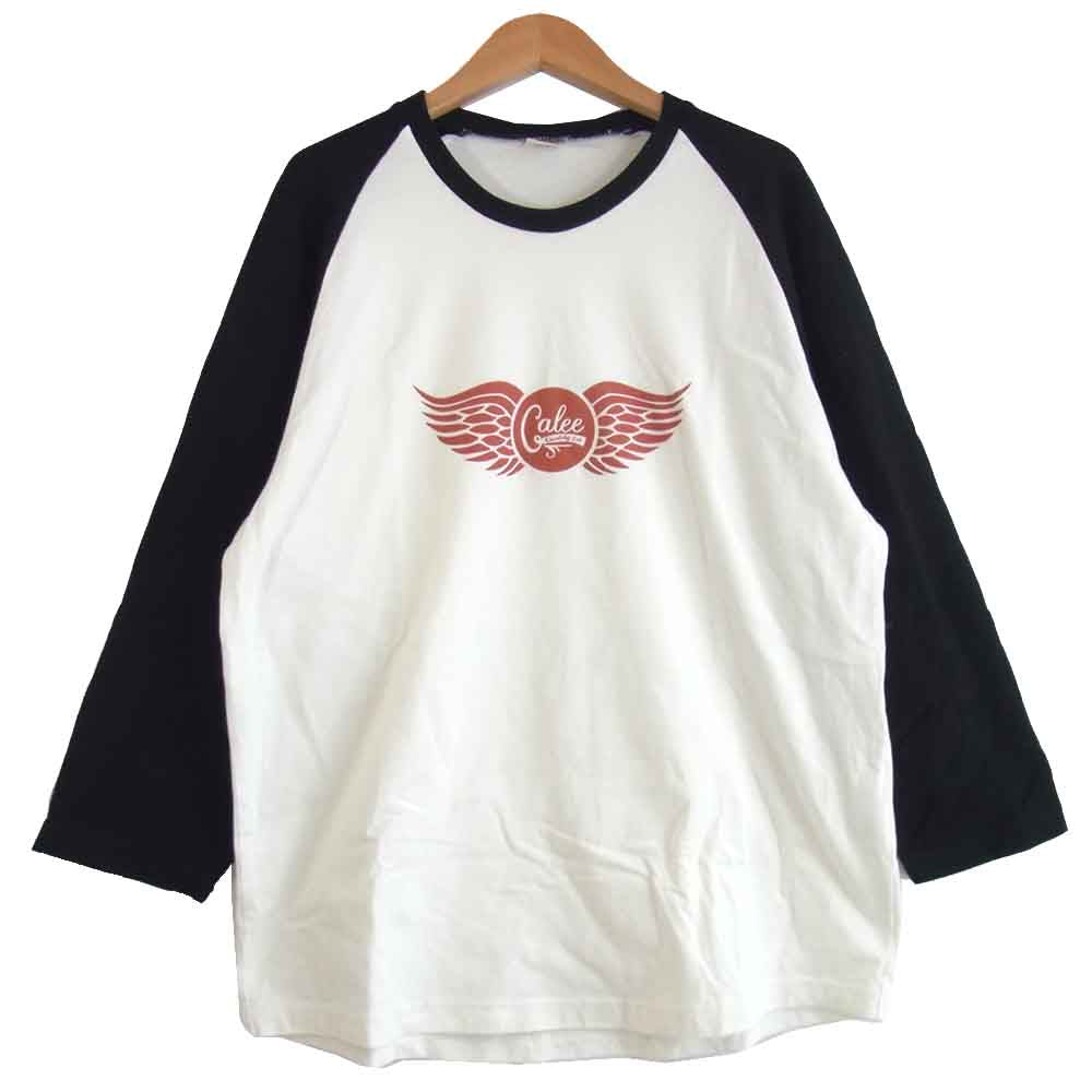 CALEE キャリー ラグラン 黒×白 XL【中古】
