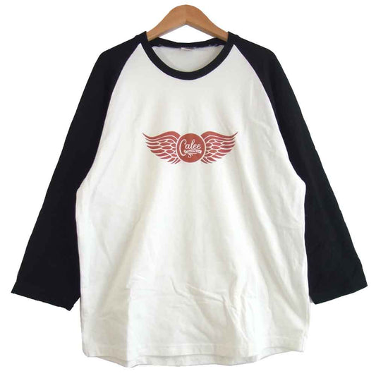CALEE キャリー ラグラン 黒×白 XL【中古】