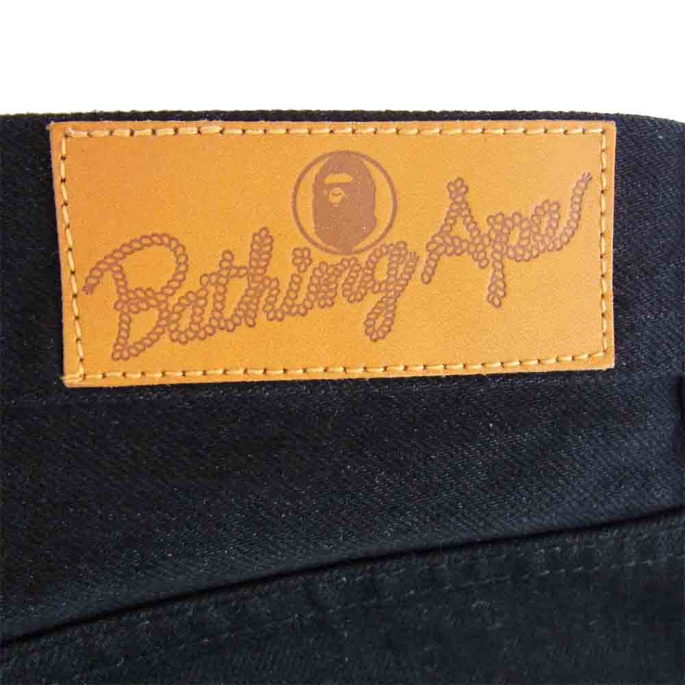 A BATHING APE アベイシングエイプ BAPE FLAME DENIM PANTS フレイム デニム パンツ ブラック系 L【中古】