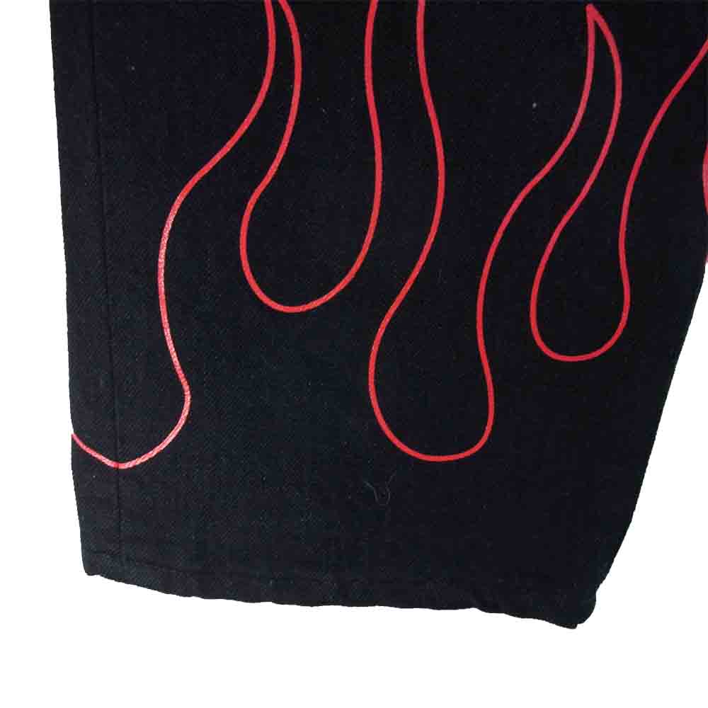 A BATHING APE アベイシングエイプ BAPE FLAME DENIM PANTS フレイム デニム パンツ ブラック系 L【中古】