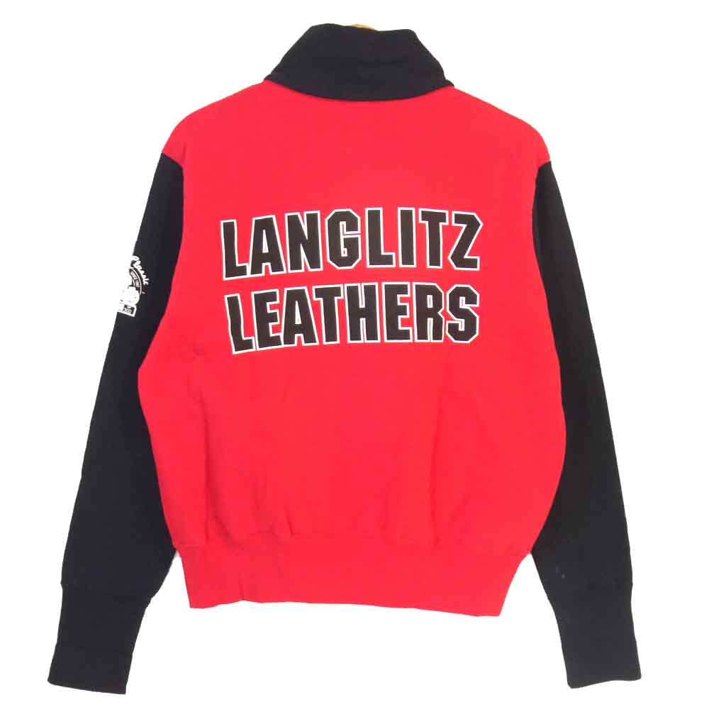 LANGLITZ LEATHERS ラングリッツレザーズ ハーフジップ スウェット 赤×黒【美品】【中古】