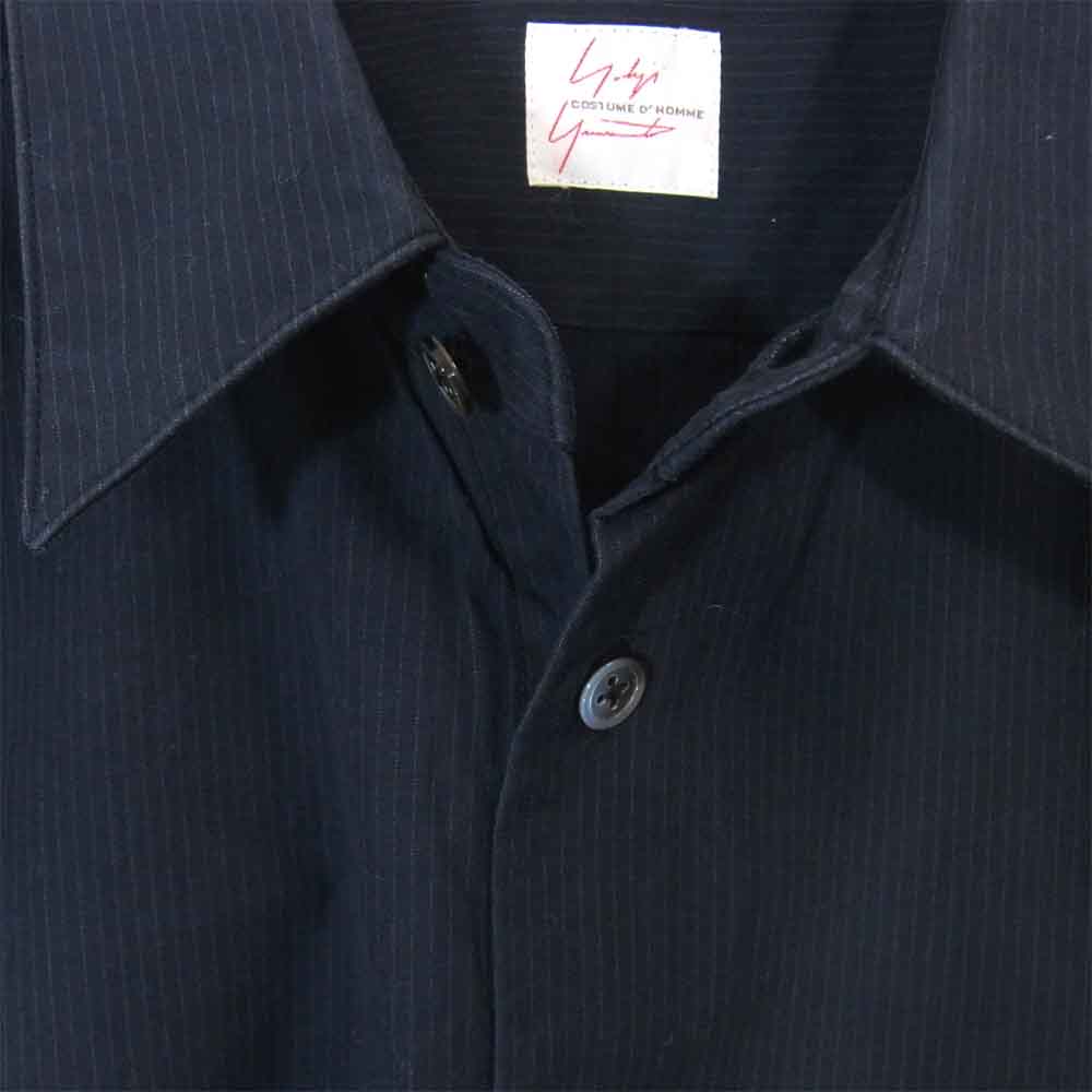 Yohji Yamamoto ヨウジヤマモト COSTUME D HOMME コスチュームドオム HJ-B88-059 コットン ストライプ レギュラーカラー シャツ ブラック系 3【中古】
