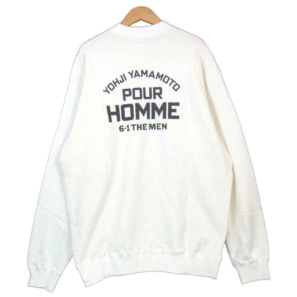 Yohji Yamamoto ヨウジヤマモト POUR HOMME プールオム 6.1 THE MEN バック ロゴプリント クルーネック スウェット ホワイト系 M【中古】