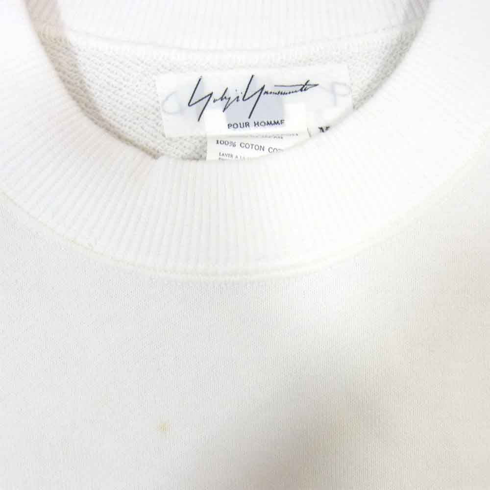 Yohji Yamamoto ヨウジヤマモト POUR HOMME プールオム 6.1 THE MEN バック ロゴプリント クルーネック スウェット ホワイト系 M【中古】