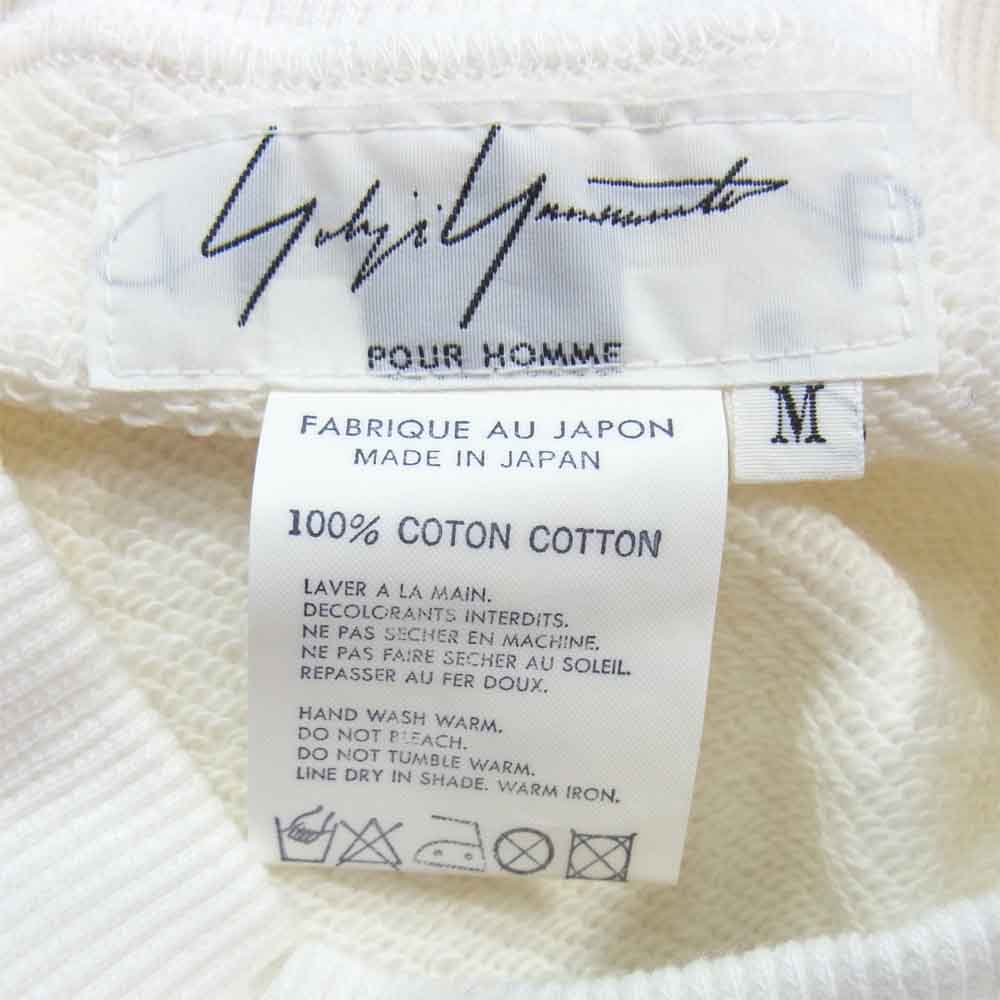 Yohji Yamamoto ヨウジヤマモト POUR HOMME プールオム 6.1 THE MEN バック ロゴプリント クルーネック スウェット ホワイト系 M【中古】
