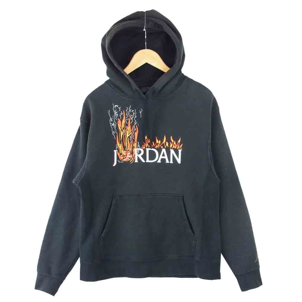 NIKE ナイキ × Travis Scott トラヴィス スコット ファイヤー ロゴ 刺繍 パーカー ブラック系 S【中古】