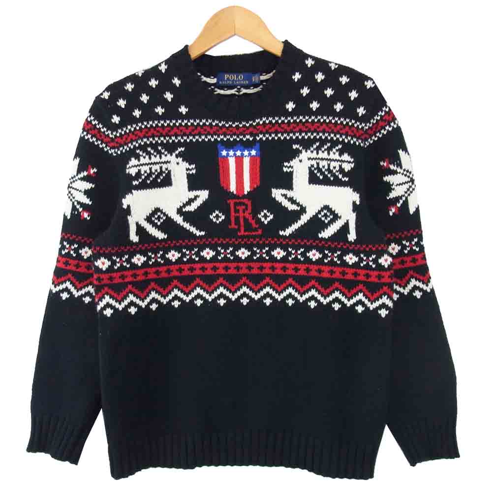 POLO RALPH LAUREN ポロ・ラルフローレン 国内正規品 ノルディック 総柄 カシミア混 セーター ダークネイビー系 XS【中古】