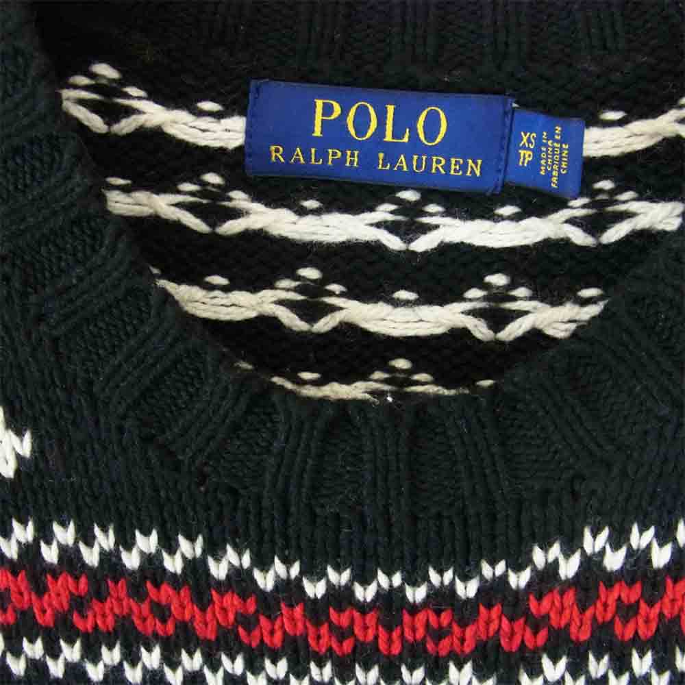 POLO RALPH LAUREN ポロ・ラルフローレン 国内正規品 ノルディック 総柄 カシミア混 セーター ダークネイビー系 XS【中古】