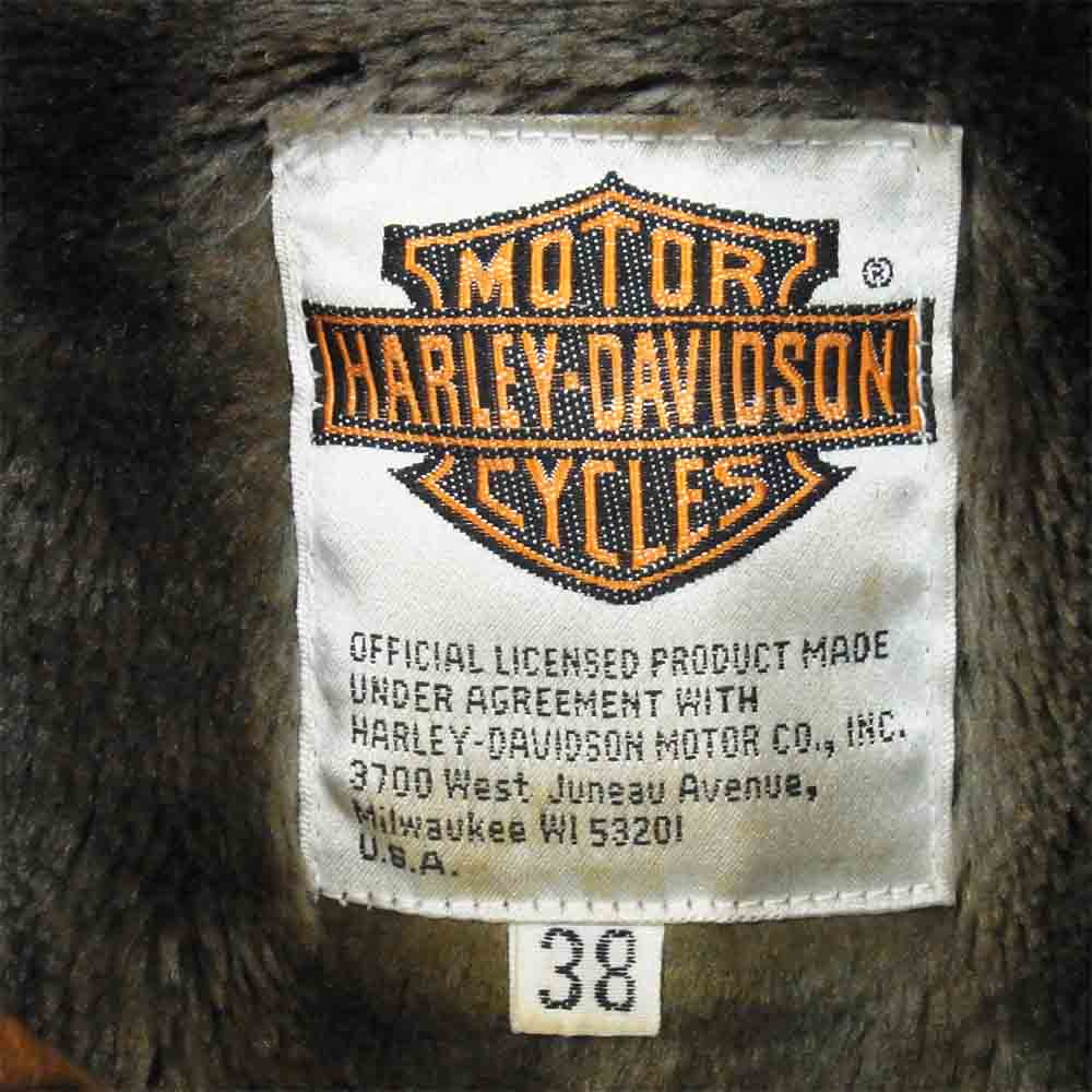HARLEY DAVIDSON ハーレーダビッドソン ファー レザー フライト ジャケット ダークブラウン系 38【中古】