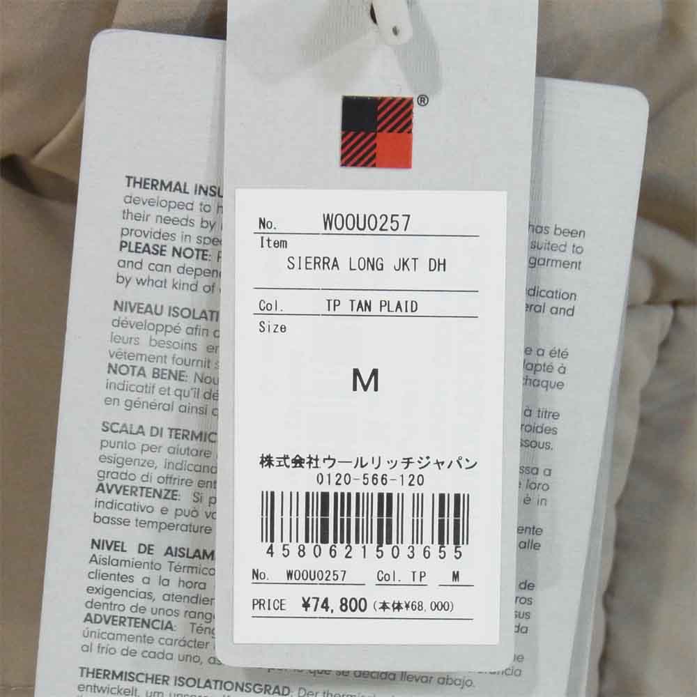 WOOLRICH ウールリッチ WOOU0257 SIERRA LONG JACKET DETACHABLE HOOD ダウンジャケット TAN PLAID M【中古】