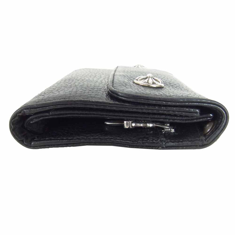 CHROME HEARTS クロムハーツ（原本無） WAVE ウェーブ クロスボール ボタン レザー ウォレット ブラック系【中古】