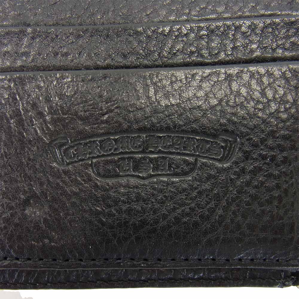 CHROME HEARTS クロムハーツ（原本無） WAVE ウェーブ クロスボール ボタン レザー ウォレット ブラック系【中古】