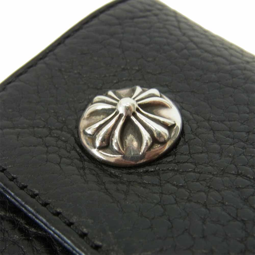 CHROME HEARTS クロムハーツ（原本無） WAVE ウェーブ クロスボール ボタン レザー ウォレット ブラック系【中古】
