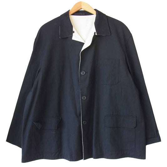 Yohji Yamamoto ヨウジヤマモト POUR HOMME プールオム リバーシブル オープンカラー ジャケット 黒×白 M【中古】