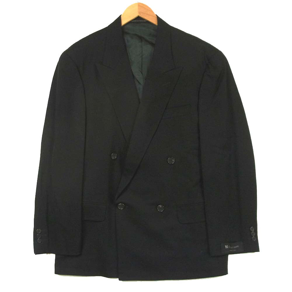 Yohji Yamamoto ヨウジヤマモト Y's for men ワイズフォーメン イタリア製 ウール ギャバジン ダブル セットアップ ジャケット パンツ ブラック系 L【中古】