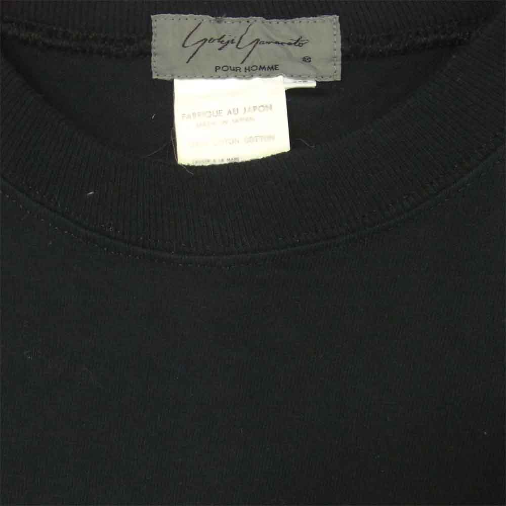Yohji Yamamoto ヨウジヤマモト POUR HOMME プールオム 丸ロゴ 80’s ビッグシルエット 半袖 Tシャツ ブラック系 M【中古】