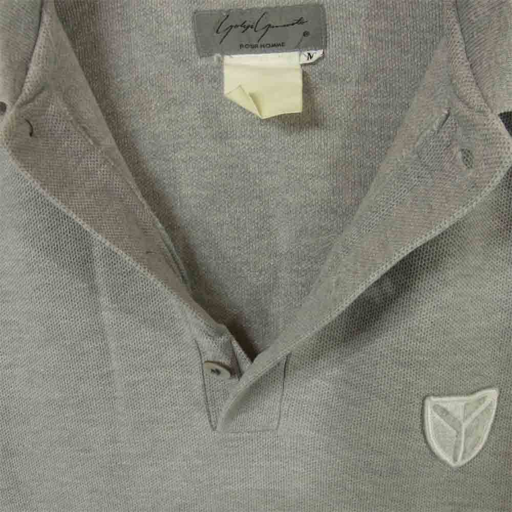 Yohji Yamamoto ヨウジヤマモト POUR HOMME プールオム 丸ロゴ 80's 半袖 ポロシャツ グレー系 M【中古】