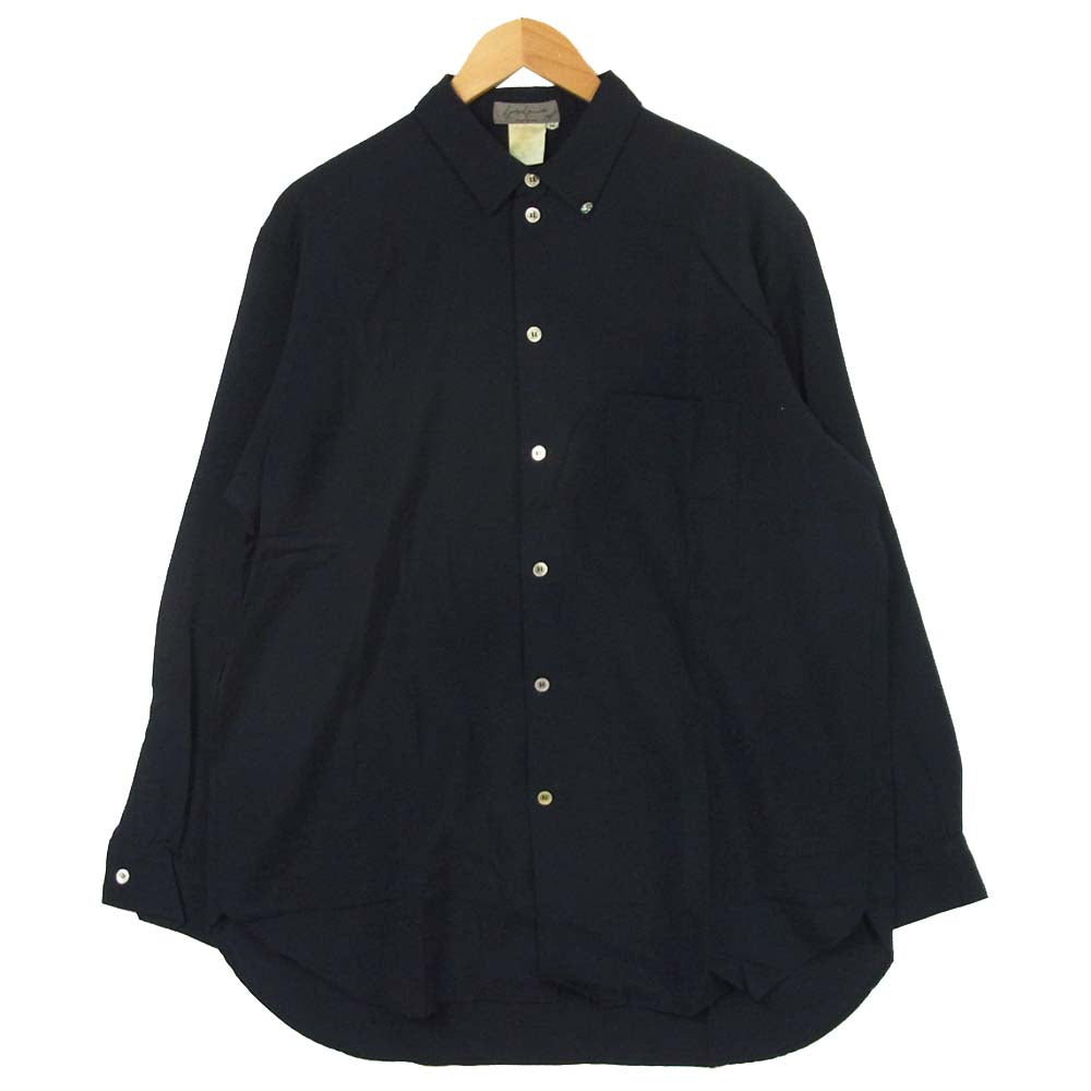 Yohji Yamamoto ヨウジヤマモト POUR HOMME プールオム 丸ロゴ 80s 初期タグ 長袖シャツ ダークネイビー系 M【中古】