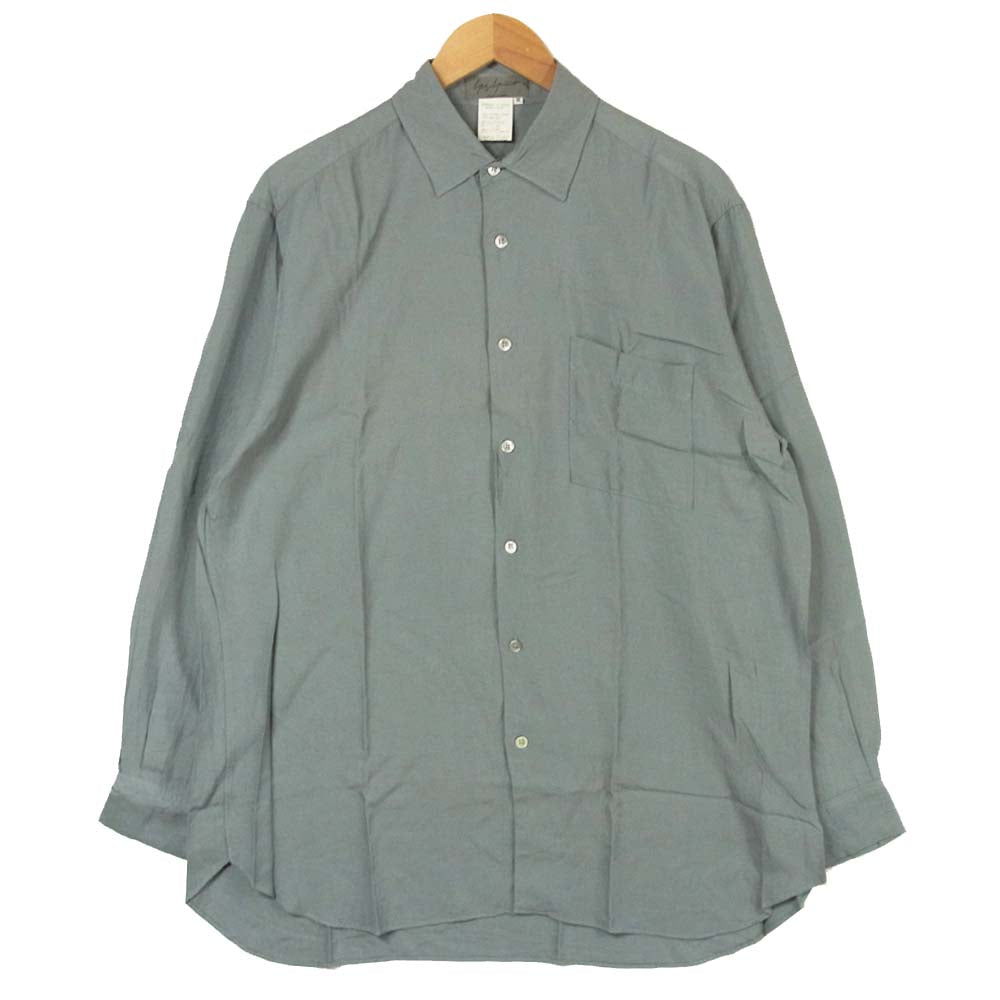 Yohji Yamamoto ヨウジヤマモト POUR HOMME プールオム シルク レーヨン 長袖シャツ グレイッシュブルー M【中古】