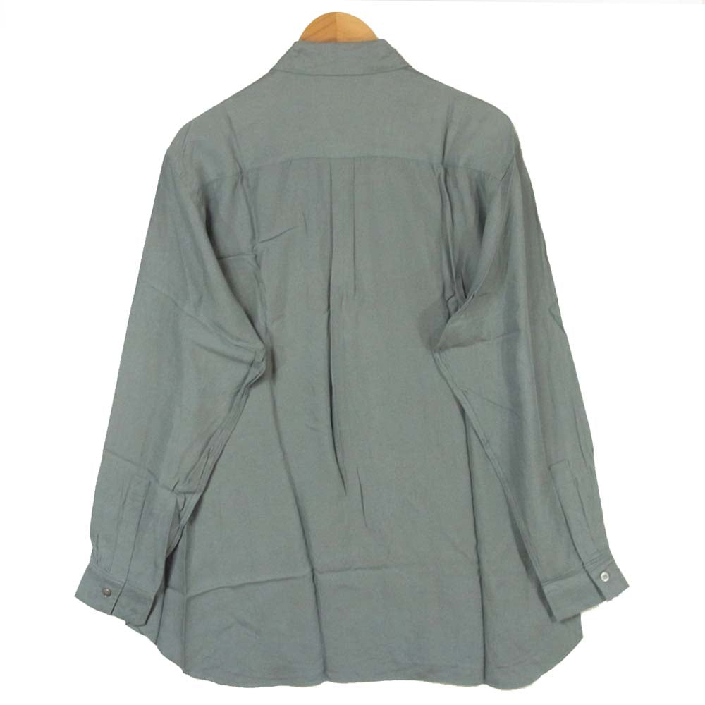 Yohji Yamamoto ヨウジヤマモト POUR HOMME プールオム シルク レーヨン 長袖シャツ グレイッシュブルー M【中古】