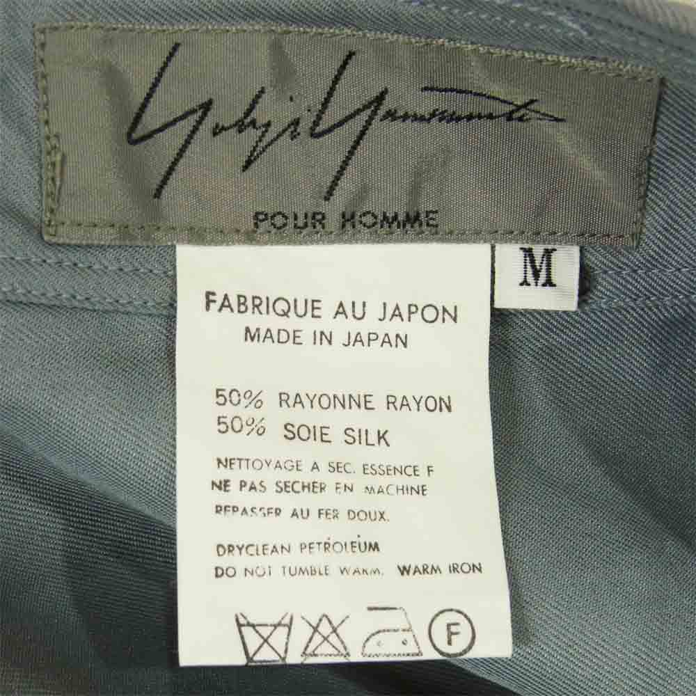 Yohji Yamamoto ヨウジヤマモト POUR HOMME プールオム シルク レーヨン 長袖シャツ グレイッシュブルー M【中古】