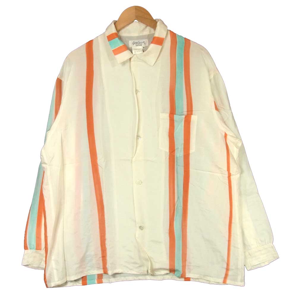 Yohji Yamamoto ヨウジヤマモト POUR HOMME プールオム 丸ロゴ 80’s 初期タグ シルク オープンカラー 長袖 シャツ オフホワイト系 M【中古】