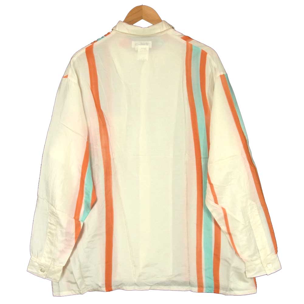 Yohji Yamamoto ヨウジヤマモト POUR HOMME プールオム 丸ロゴ 80’s 初期タグ シルク オープンカラー 長袖 シャツ オフホワイト系 M【中古】