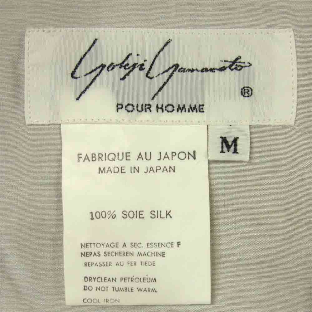 Yohji Yamamoto ヨウジヤマモト POUR HOMME プールオム 丸ロゴ 80’s 初期タグ シルク オープンカラー 長袖 シャツ オフホワイト系 M【中古】