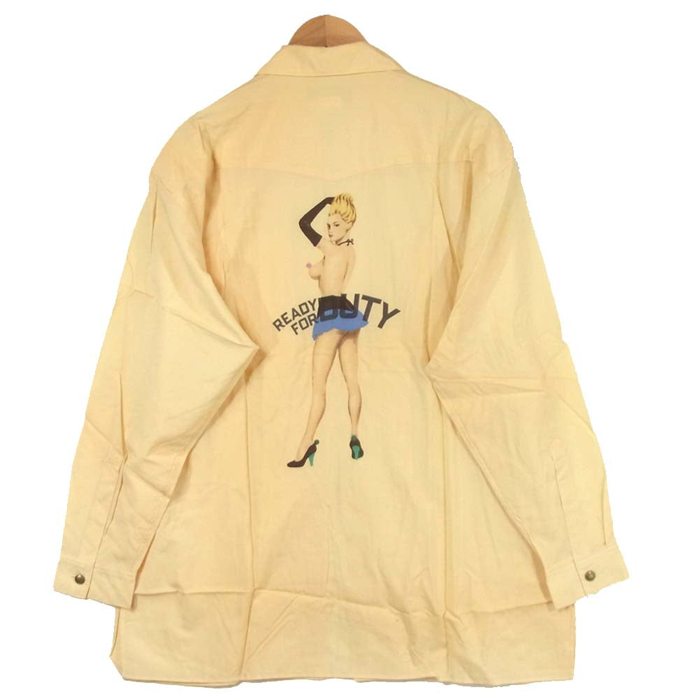 Yohji Yamamoto ヨウジヤマモト POUR HOMME プールオム 91AW ブリジット・バルドー バックプリント ウールシャツ イエロー系 M【中古】